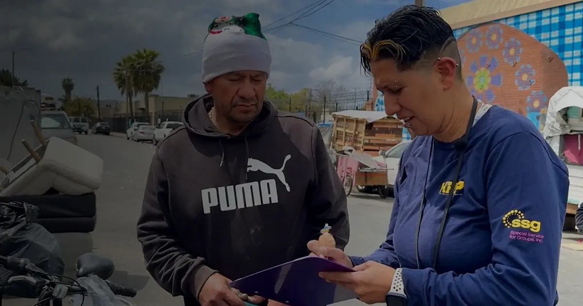 Rebecca Orellana, right, leads the Harm Reduction Drop-In Center at HOPICS in South Los Angeles.